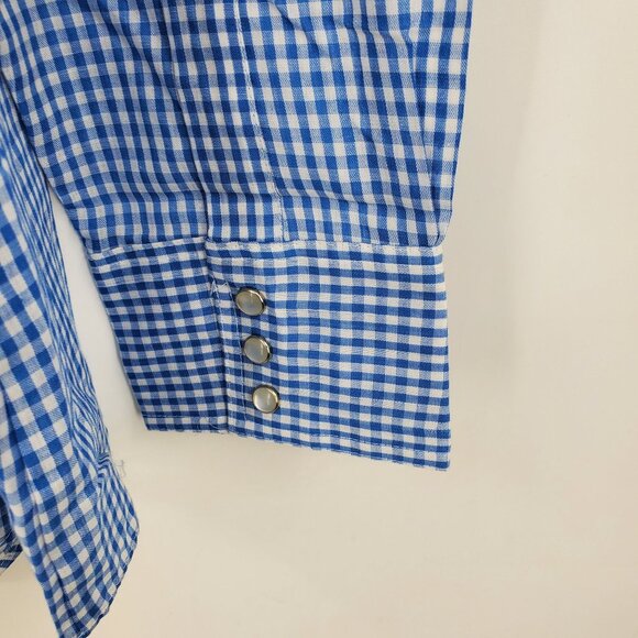 Vintage Gap Fashion Pioneers Blue Western Pearl Snap Cowboy Shirt Size Large - Picture 8 of 10